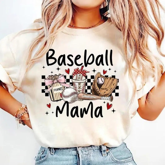 Retro Checkered Baseball Mama Tshirt-sweatshirt-hoodie, Coquette , Game Day Baseball Mom , Baseball Coquette Shirt , Trendy Baseball, Tis The Season