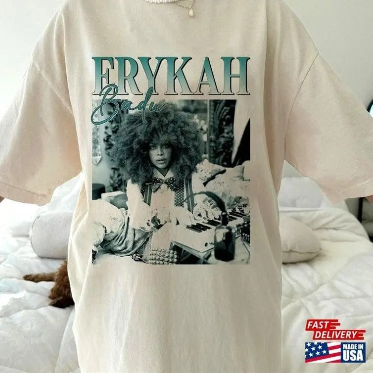 Retro Erykah Badu Shirt Music Concert Tour 2023 T-Shirt Crewneck Cotton