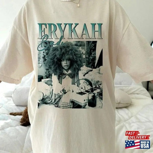 Retro Erykah Badu Shirt Music Concert Tour 2023 T-Shirt Crewneck Cotton