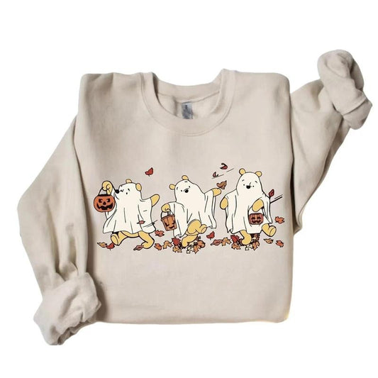 Retro Ghost Halloween Sweatshirt, Cute Halloween Bear Tshirt, Spooky Season Sweater, Cute Fall Hoodie, Gift for Halloween 2025