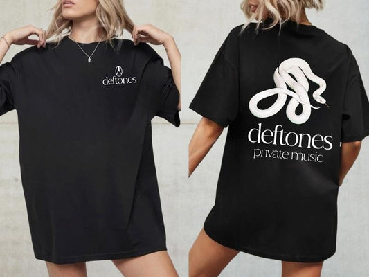 Retro Limited Vintage Deftones T-Shirt, Private Music Snake Unisex Oversized Cotton Wash Tee, Gothic Emo Punk Heavy Metal Y2K Clothes Rock Band Tshirt 0