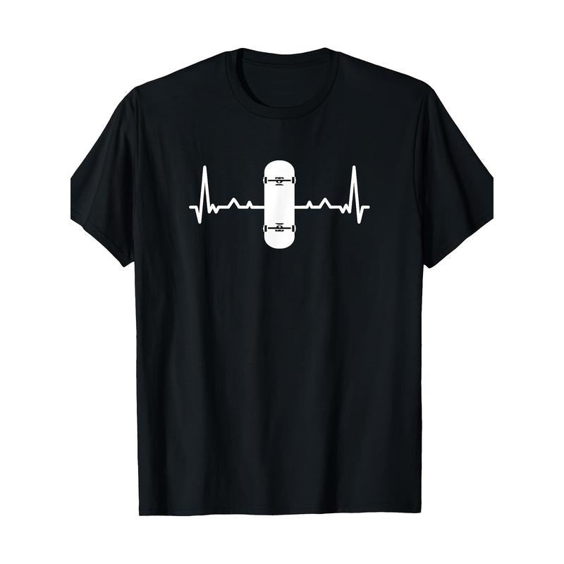 Retro Love Skateboard Heartbeat Skateboard T-shirt  100% cotton T-shirt Made in USA