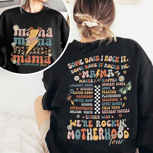 Retro Mama Rock Sweatshirt, Funny Motherhood Shirt, Mama Floral Vintage Gift For Mom, Some Days I Rock It Some Days  T-shirt, sweater and Hoodie Cotton