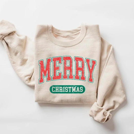 Retro Merry Christmas Sweatshirt, Vintage Christmas Shirt, Womens Christmas Shirt, Festive Holiday Sweatshirt, Cute Christmas Shirt,  Christmas Sweatshirt