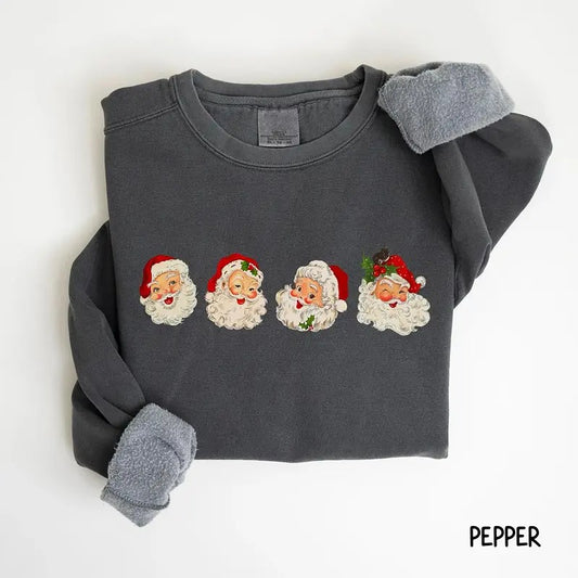 Retro Santa Sweatshirt, Santa Christmas Shirt, Vintage Santa Sweater, Santa Merry Christmas Shirt, Vintage Santa Claus Sweatshirt, Classic Holiday Clothing Women, Christmas Sweatshirt for Woman