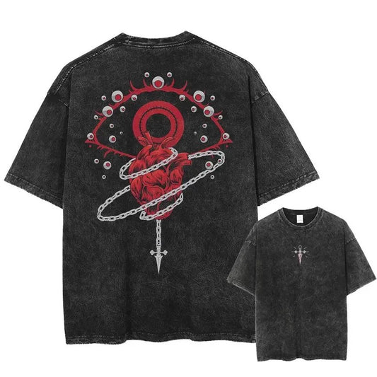 Retro Scarlet Eyes Hunter x Hunter Anime Vintage Oversized Washed Tee  Manga Lover Gift Set Anime Clothing Set Otaku Clothing Set Anime graphic tees Vintage Washed Tee Unisex Mineral Wash Heavy Cotton T-shirt Iconic Movie Film Gift For Him Gift For Her Sw