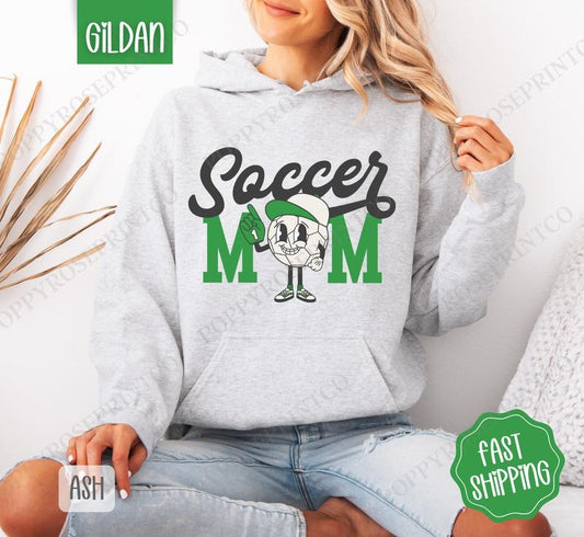 Retro Soccer Mom Hoodie, Women's Soccer Mom Crewneck, Cute Women's Soccer Hooded Sweater