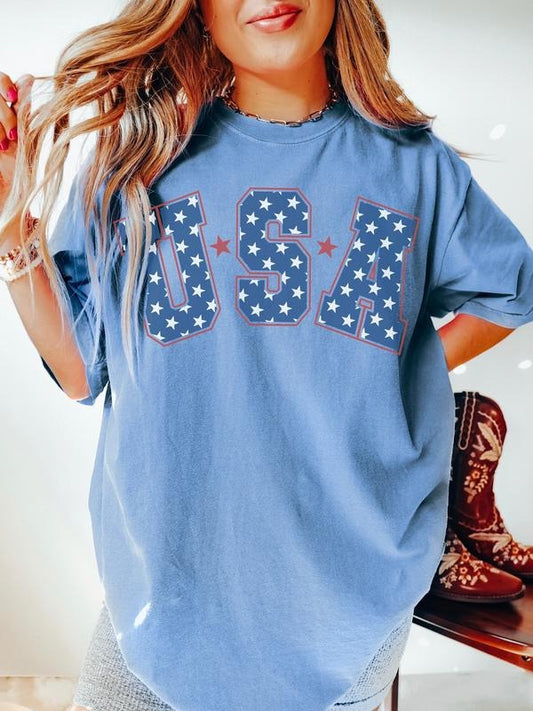 Retro Star USA Graphic Tee, 4th of July Graphic Tee, Star American Graphic Tee, Retro USA Shirt
