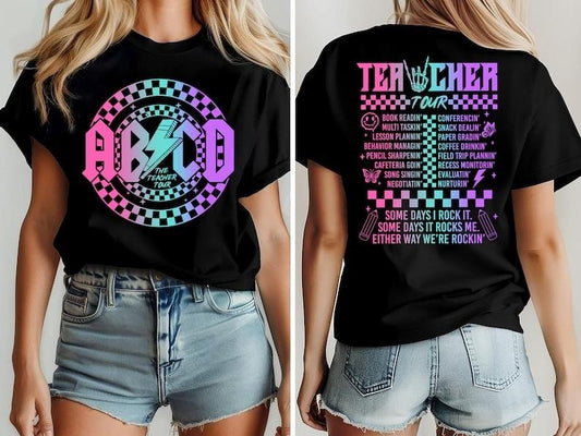 Retro Teacher Tour Shirt, Music Gift for Teacher, ABCD Teacher Tour Shirt, End of Year Shirt, Teacher Gift, Back To School Shirt Concert  T-shirt, sweater and Hoodie