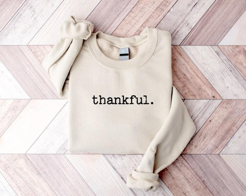 Retro Thankful Sweatshirt, Thankful Shirt, Womens Thanksgiving Sweatshirt, Cute Thanksgiving Shirt, Fall Clothing, Thankful Family Shirts, Hoodie and Sweater; T-shirt Cotton Womenswear