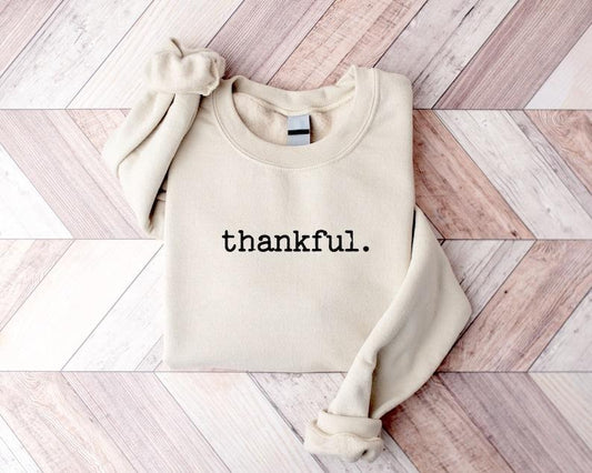 Retro Thankful Sweatshirt, Thankful Shirt, Womens Thanksgiving Sweatshirt, Cute Thanksgiving Shirt, Fall Clothing, Thankful Family Shirts, Hoodie and Sweater; T-shirt Cotton Womenswear