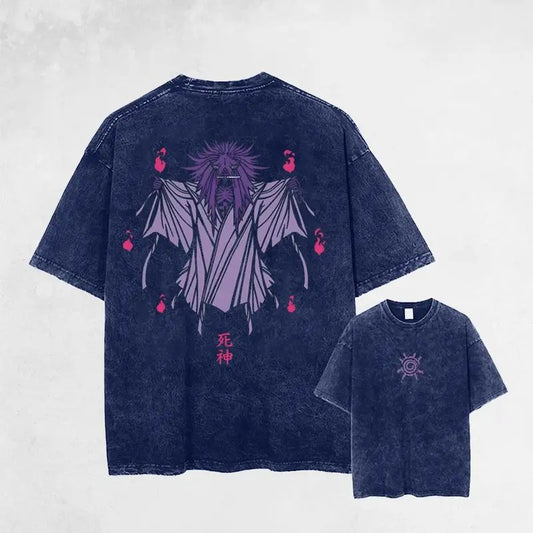Retro Vintage Death Reaper Seal Uzumaki Naruto Anime Double Printed Oversized Washed Tee Unisex Mineral Anime Manga Washed Heavy Cotton T-shirt, Gift For Anime Fan, Anime Lover Sweatshirt, Hoodie, Comfort Colors