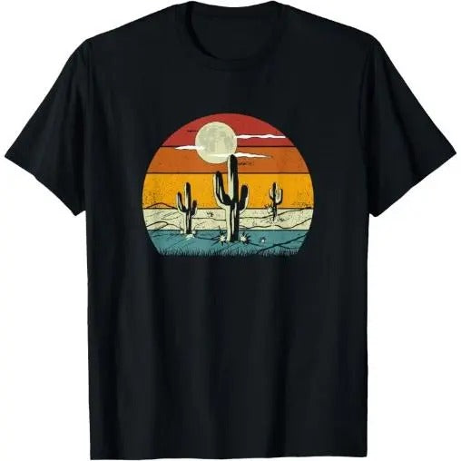 Retro Vintage Saguaro Cactus Transition Desert T-Shirt Made in USA