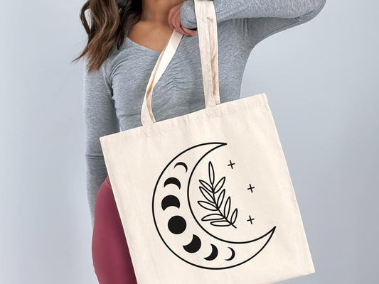 Reusable Moon & Floral Grocery Bag