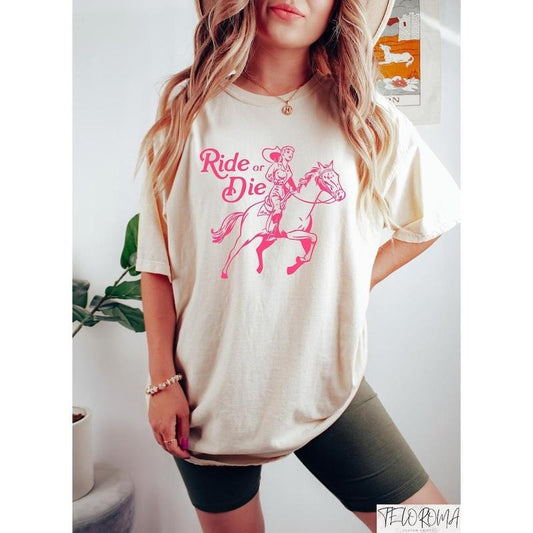 Ride or Di* Western Cowgirl Tee, Bohemian Retro Western Tee, Country Music Shirt, Howdy Cowgirl T-Shirt, Country Music Concert Tee