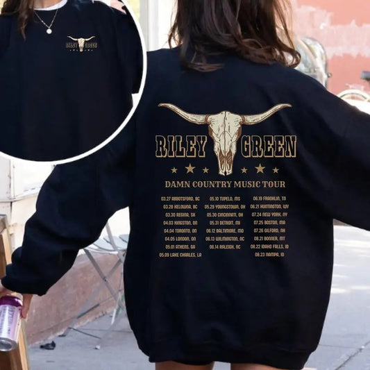 Rileyy Country Green Music Tour 2 Sides Shirt, Fan Merch, Tour Concert 2025 Outfit, Unisex Sweater Pullover Tee