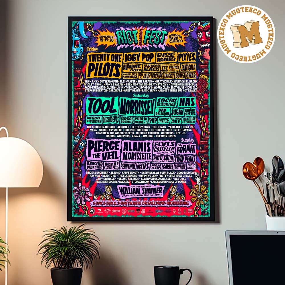Riot Fest Chicago 2026 Event Poster At Douglass Park On September 18 19 And 20 2026 Home Decor Poster Canvas
