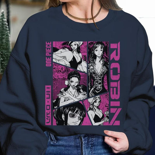 Robin Nico One Piece Premium shirt, Sweatshirt, Hoodie, Youth T-shirt, Vintage Anime One Piece Shirt, Anime Manga Shirt, Shirt for Anime Lover, Graphic Anime Tee, Japanese Anime Tees 240222300 Cotton Menswear Soft Top Underwear Streetwear Sweatshirt, Hood