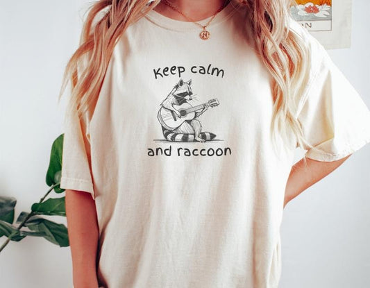 Rock On Raccoon Shirt Cute Animal T-shirt Sweet Graphic Tee Vintage Retro Cartoon Tee Sketch Raccoons Gift Unisex Tshirt Trash Panda TK43GN