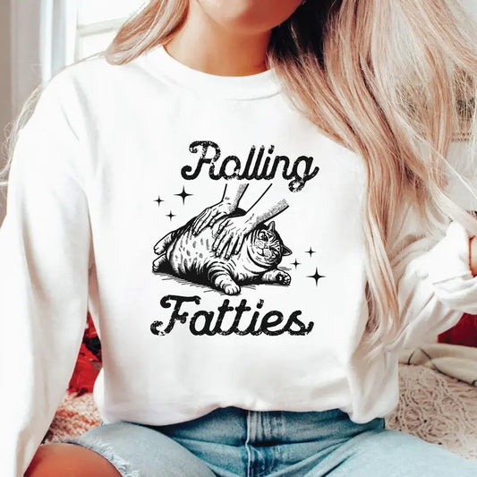 Rolling Fatties Cat Sweatshirt, Funny Cat Graphic Shirt, Cat Lovers Shirt, Weed Lover Shirt, Cute Cat Tee, Fat Cat Sweatshirt, Trendy Cat Shirt