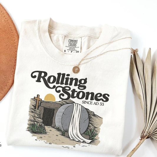 Rolling Stones T-Shirt, Trendy Easter Clothing, Jesus Christ Shirt, Gift For Christian, Faith-Based Graphic Tee, Gift For Her