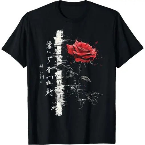 Rose Drawing Art Text Flower Illustration Graphic Rose T-Shirt  Made in USA