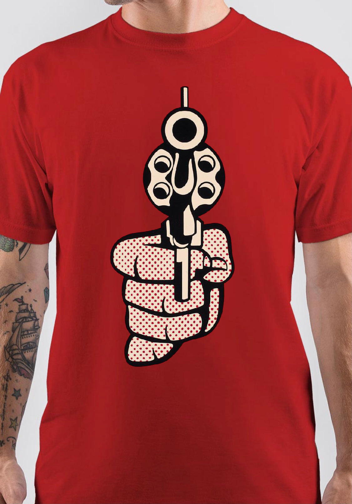 Roy Lichtenstein Holding Gun T-Shirt Hoodie, Sweatshirt | CoreVibeTees.com