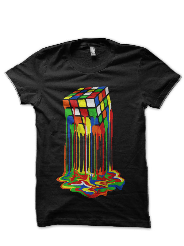 Rubiks Cube Melting Black T-Shirt Hoodie, Sweatshirt | CoreVibeTees.com