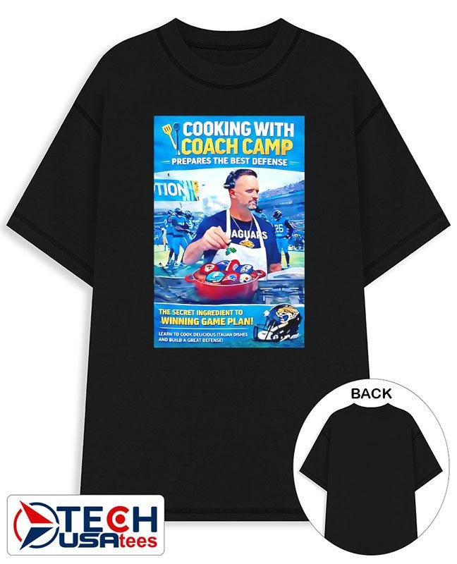 Ryan Nielsen wearing cooking with Coach Camp shirt