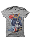 Samurai Wars Grey Melange Half Sleeve T-Shirt Hoodie, Sweatshirt | CoreVibeTees.com