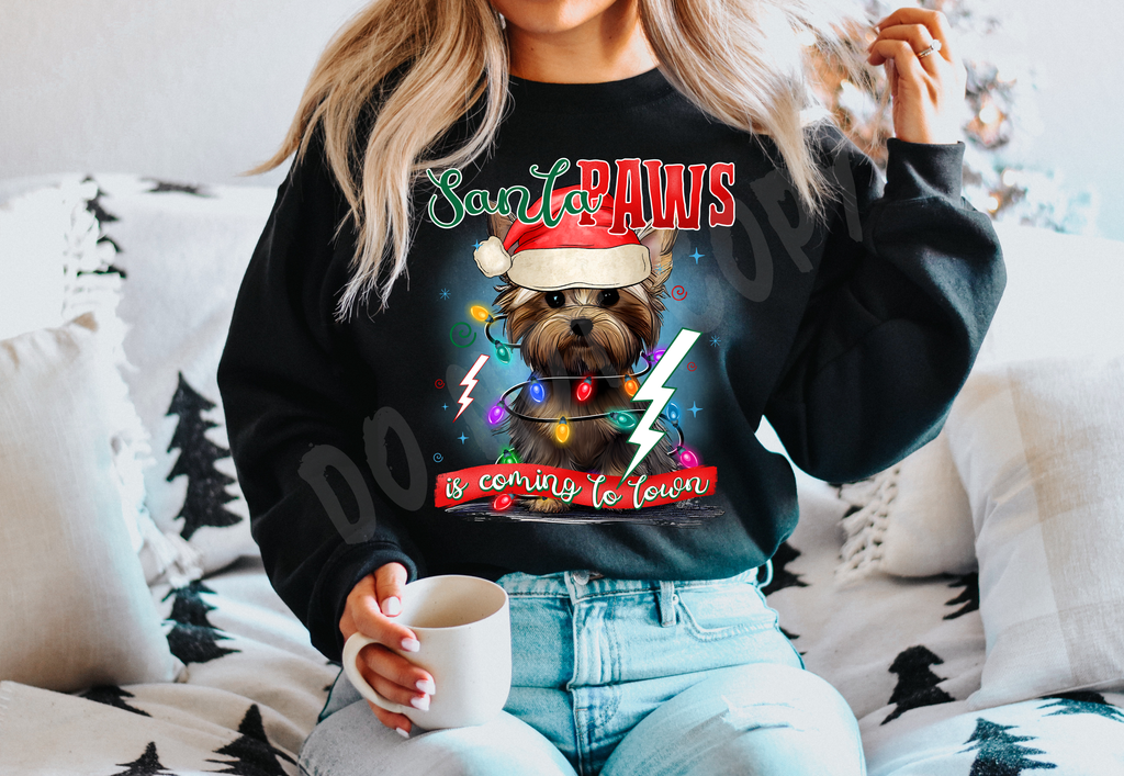 SANTA PAWS 1 CREWNECK SWEATSHIRT T-Shirts, Hoodie | CoreVibeTees.com (Image 1)