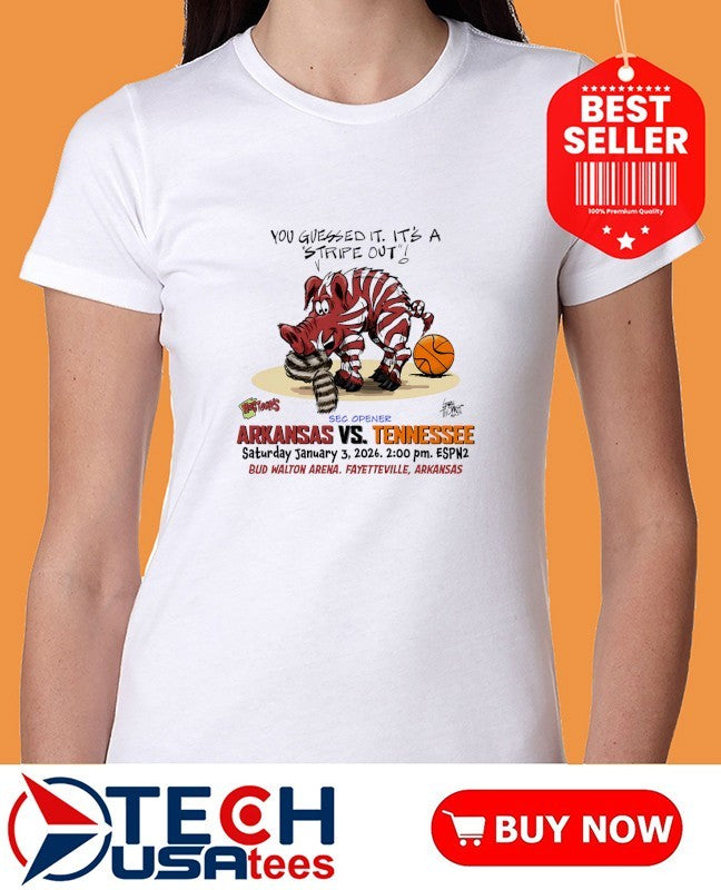 SEC Opener Arkansas vs. Tennessee you guessed it it’s a stripe out shirt