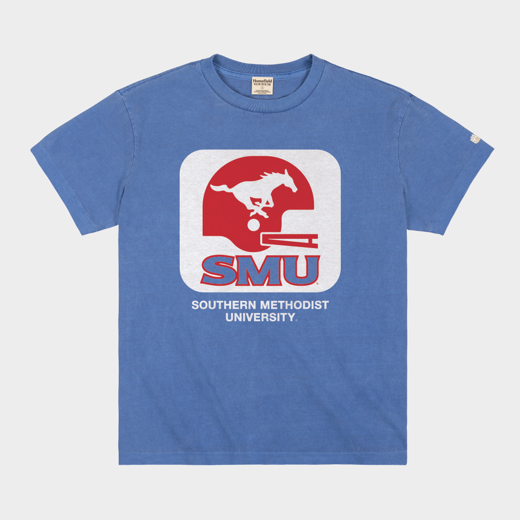 Retro SMU Football Logo Heavyweight Tee Hoodie, Sweatshirt | CoreVibeTees.com (Image 1)