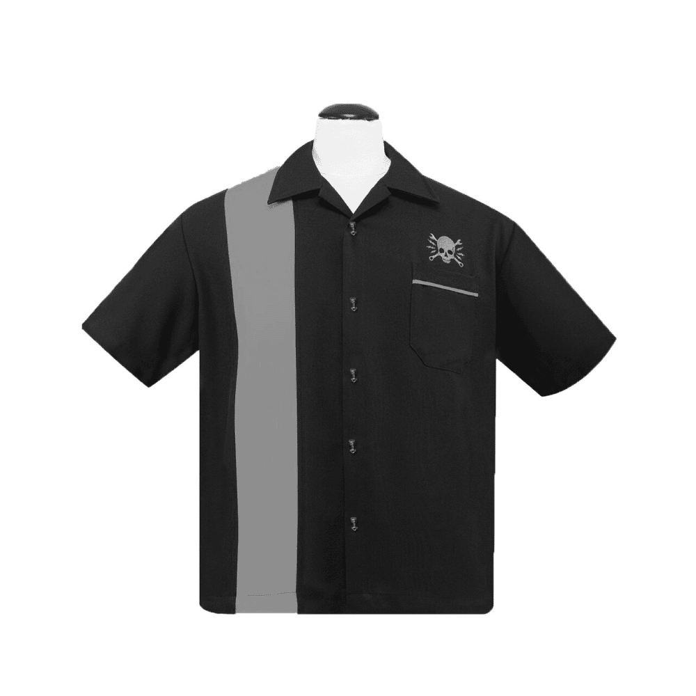 Skull Wrench Black Bowling Shirt by Steady Clothing Hoodie, Sweatshirt | CoreVibeTees.com