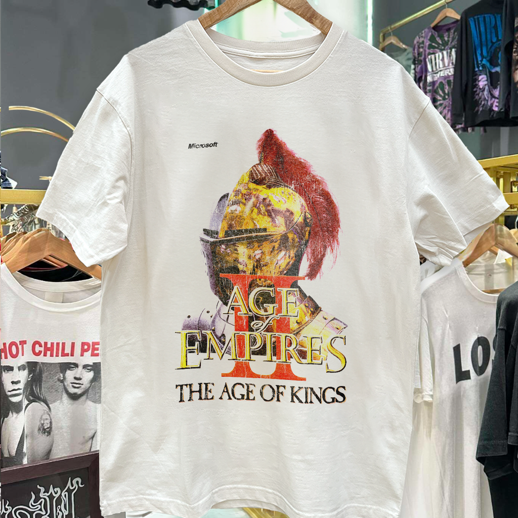 AOE2 THE AGE OF KINGS WHITE VINTAGE WASHED WHITE T-SHIRT Hoodie, Sweatshirt | CoreVibeTees.com (Image 1)