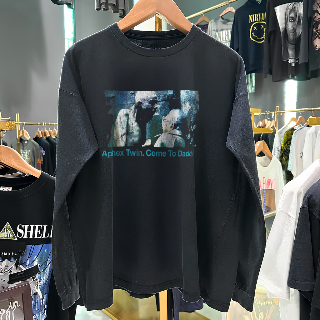 APH3X TWIN. COME TO DADDY LONGSLEEVE VINTAGE WASHED BLACK T-SHIRT Hoodie, Sweatshirt | CoreVibeTees.com (Image 2)