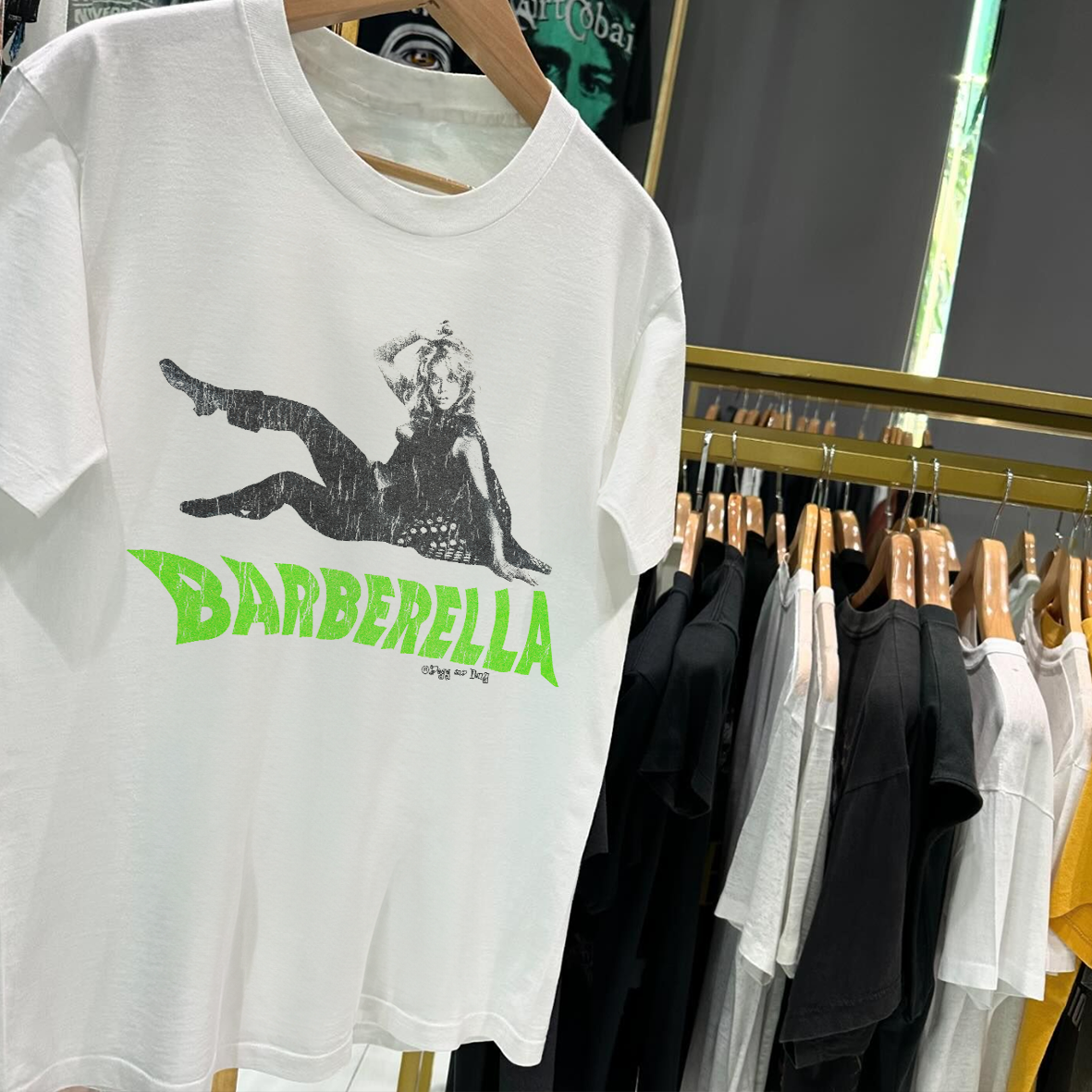 BARBARELLA (JANE FONDA) PROMO VINTAGE WASHED WHITE T-SHIRT Hoodie, Sweatshirt | CoreVibeTees.com (Image 2)