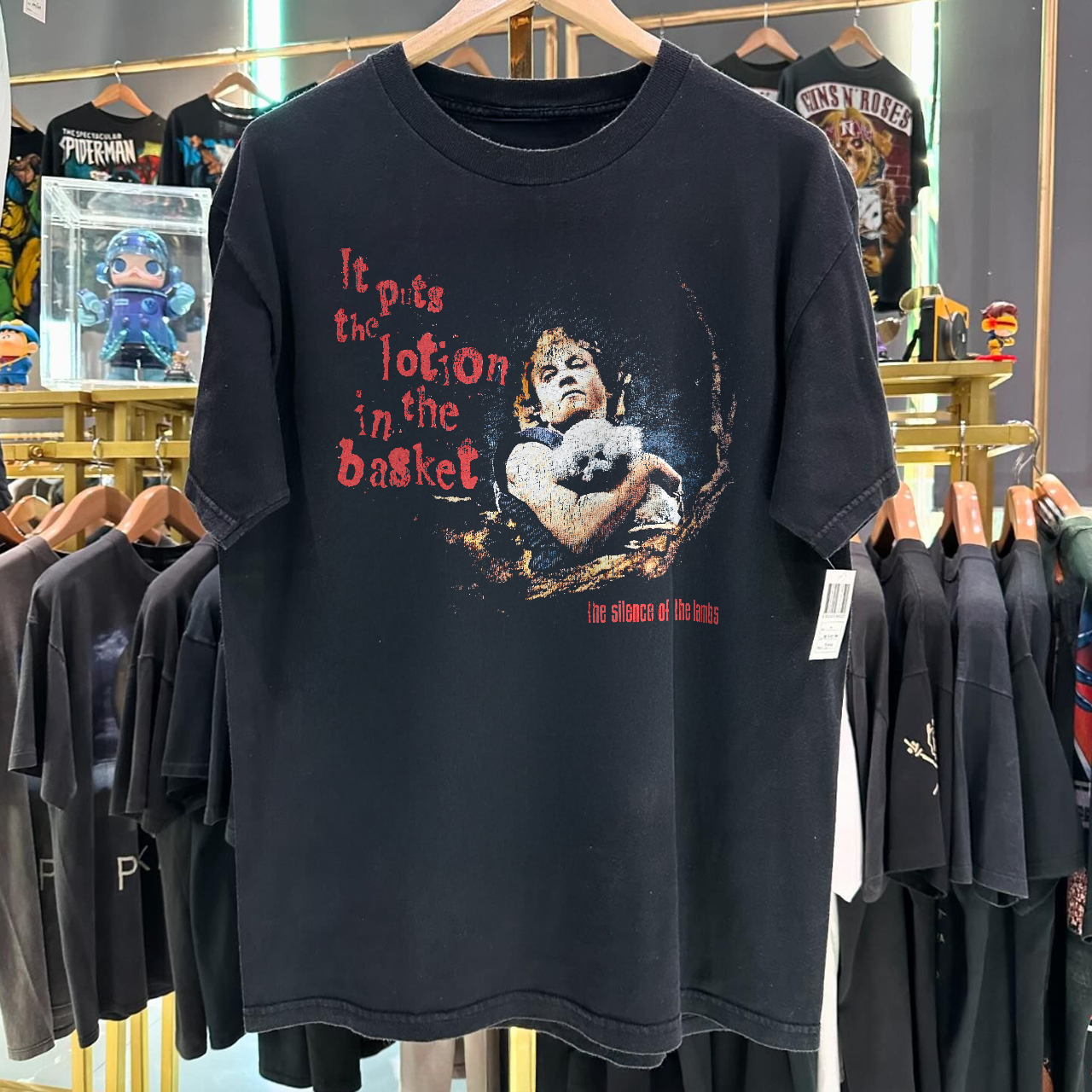 1991 BUFFALO BILL IT PUTS THE LOTION IN THE BASKET 'SOTL PROMO' RARE WASHED BLACK T-SHIRT Hoodie, Sweatshirt (Image 1)