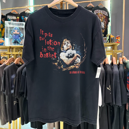 1991 BUFFALO BILL IT PUTS THE LOTION IN THE BASKET 'SOTL PROMO' RARE WASHED BLACK T-SHIRT Hoodie, Sweatshirt (Image 1)