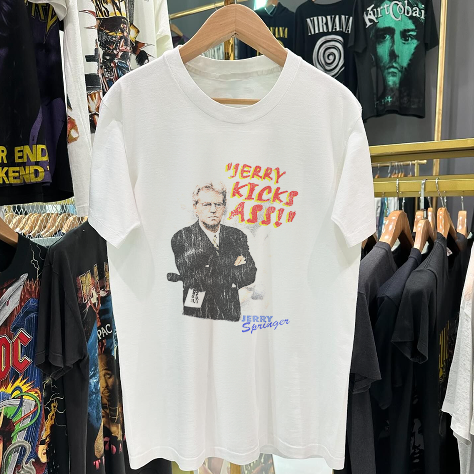 JERRY KICKS ASS 90'S RARE VINTAGE WHITE T-SHIRT Hoodie, Sweatshirt | CoreVibeTees.com (Image 1)