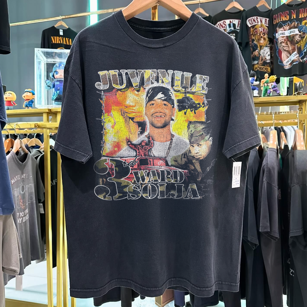 90'S JUVENILE '3RD WARD SOLJA' 400 DEGREEZ VINTAGE WASHED BLACK RAP TEE Hoodie, Sweatshirt | CoreVibeTees.com (Image 1)