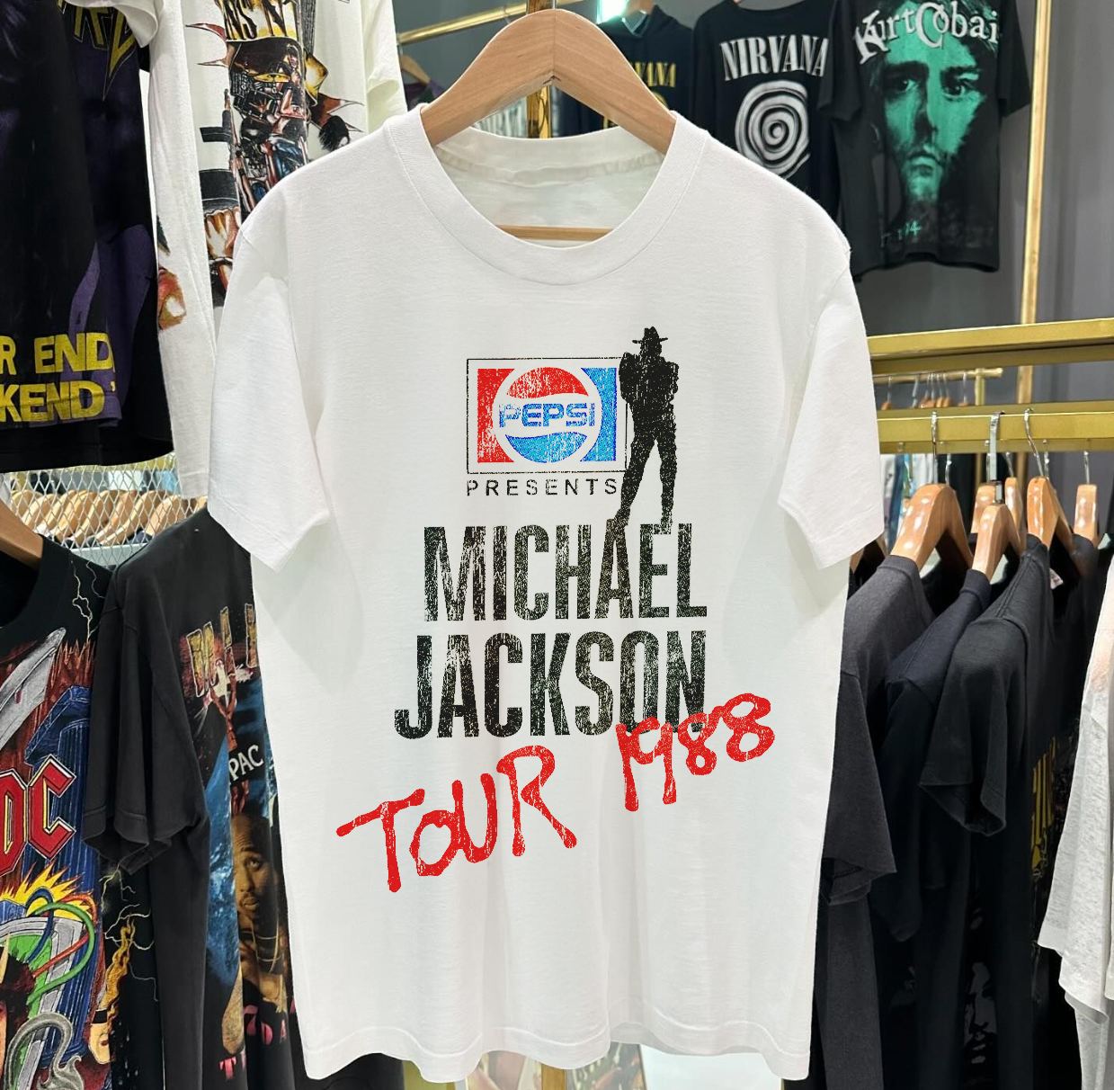 MICHAEL JACKSON 1988 TOUR WASHED WHITE TSHIRT Hoodie, Sweatshirt | CoreVibeTees.com (Image 1)