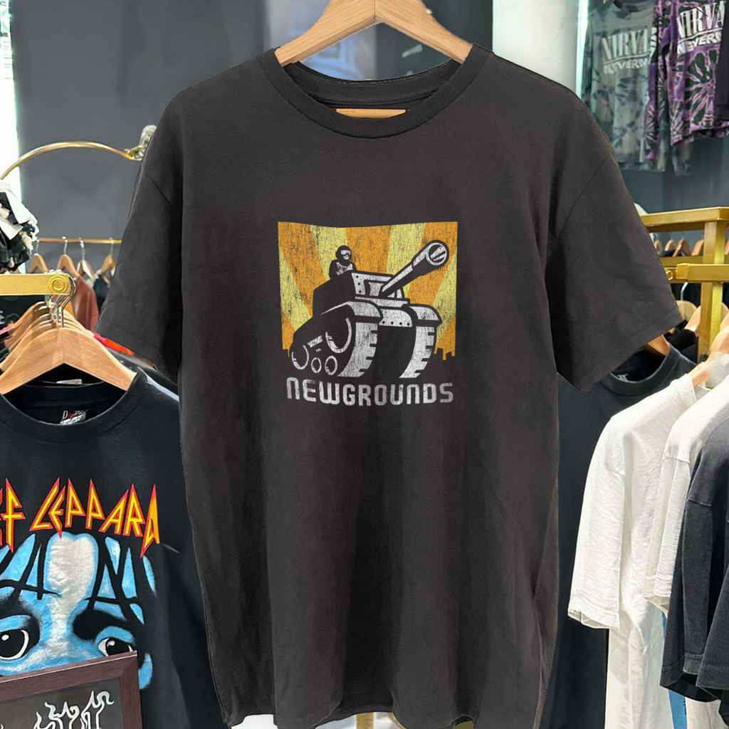 NEWGROUND'S 90'S-00'S PROMO RARE VINTAGE WASHED BLACK T-SHIRT Hoodie, Sweatshirt | CoreVibeTees.com (Image 1)