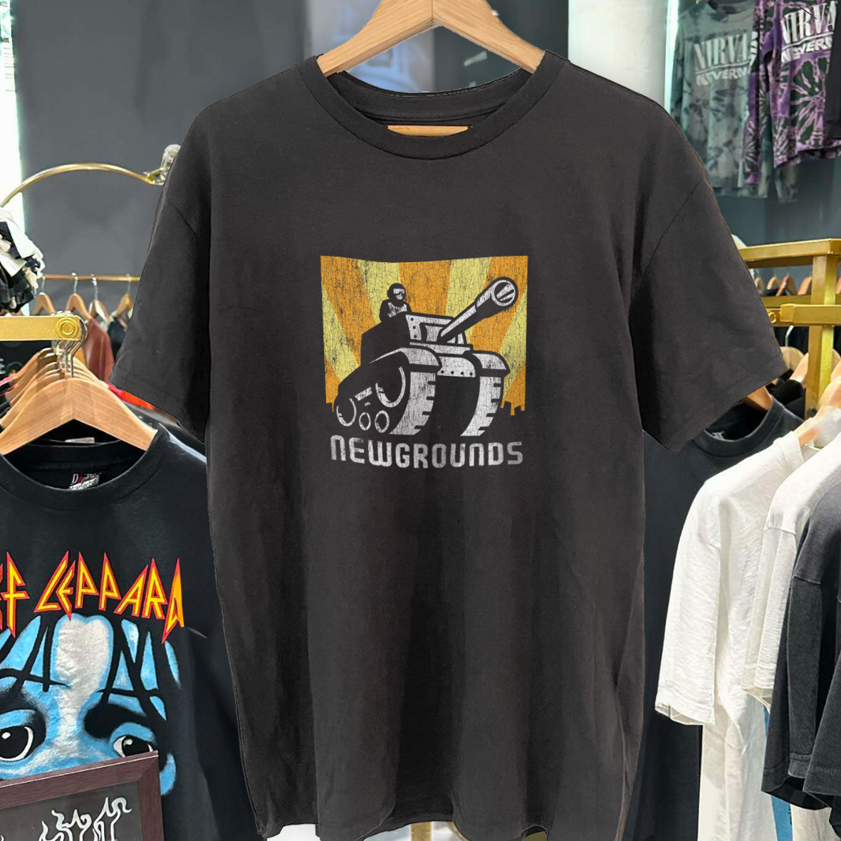 NEWGROUND'S 90'S-00'S PROMO RARE VINTAGE WASHED BLACK T-SHIRT Hoodie, Sweatshirt | CoreVibeTees.com (Image 1)