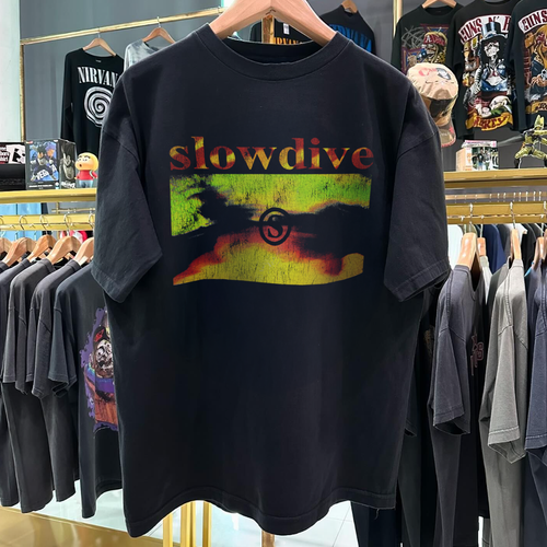 1991 SL0WDIVE JUST FOR A DAY RARE VINTAGE WASHED BLACK T-SHIRT Hoodie, Sweatshirt | CoreVibeTees.com (Image 1)