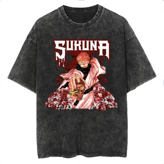 SUKUNA VINTAGE TEE, FOR UNISEX , FOR ANIME FAN Menswear Top