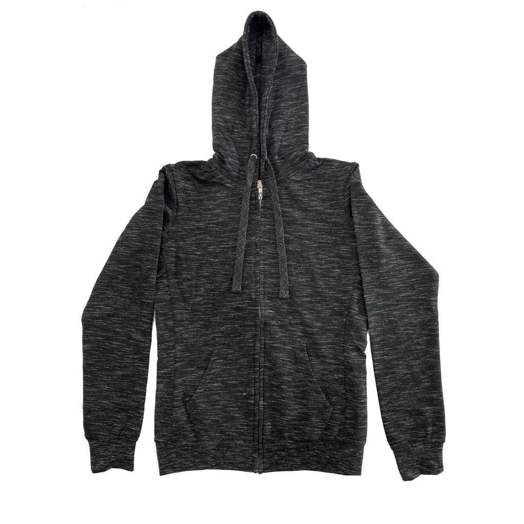 Women's Heather Charcoal Full Zip Hoodie T-Shirts, Sweatshirt | CoreVibeTees.com (Image 1)