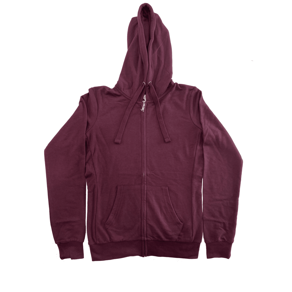 Women's Burgundy Full Zip Hoodie T-Shirts, Sweatshirt | CoreVibeTees.com (Image 1)
