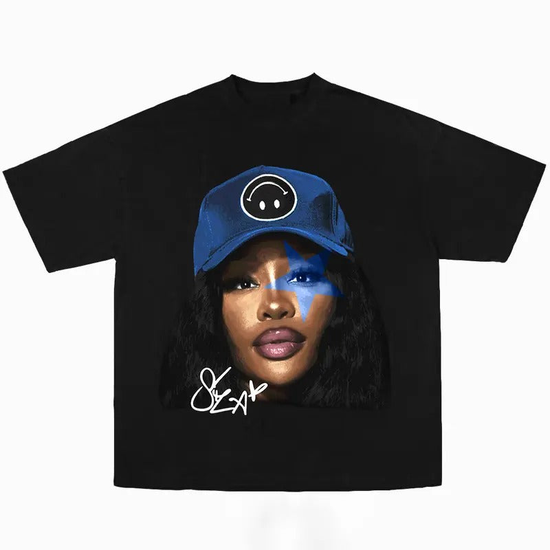 SZA Blue Star Graphic Music Tee Shirt