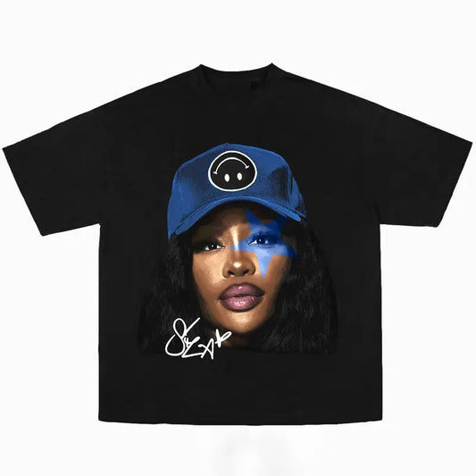 SZA Blue Star Graphic Music Tee Shirt